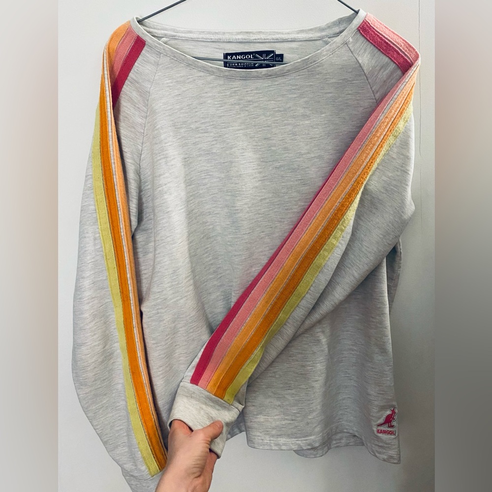 Kangol stripe detail longsleeve crewneck Aviator nation inspired!